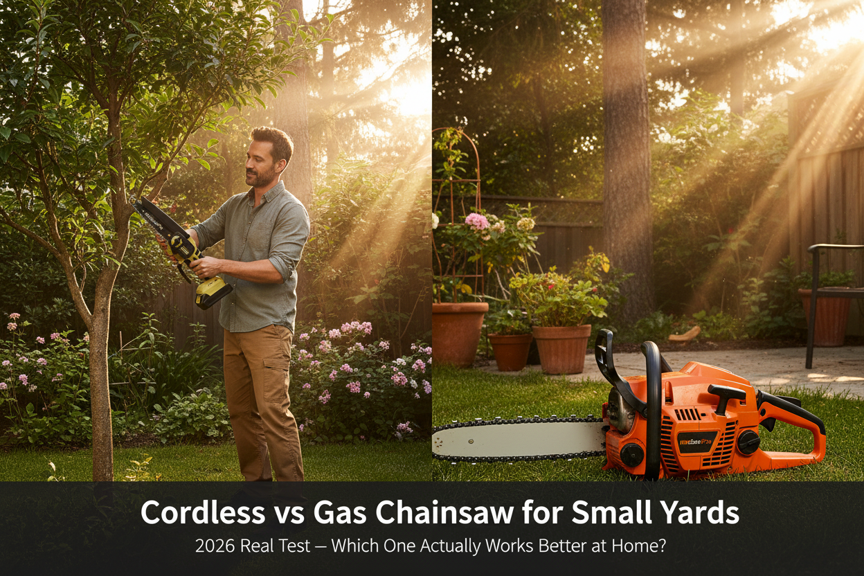 Cordless vs gas chainsaw for small yards 2026 – MiniSawPro lightweight cordless mini chainsaw real backyard test