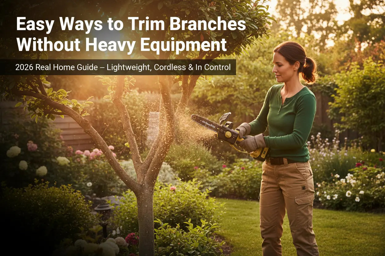 Easy ways to trim branches without heavy equipment – MiniSawPro cordless mini chainsaw in use