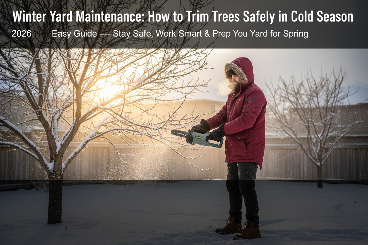 Winter yard maintenance 2026 – how to trim trees safely in cold season using a lightweight cordless mini chainsaw