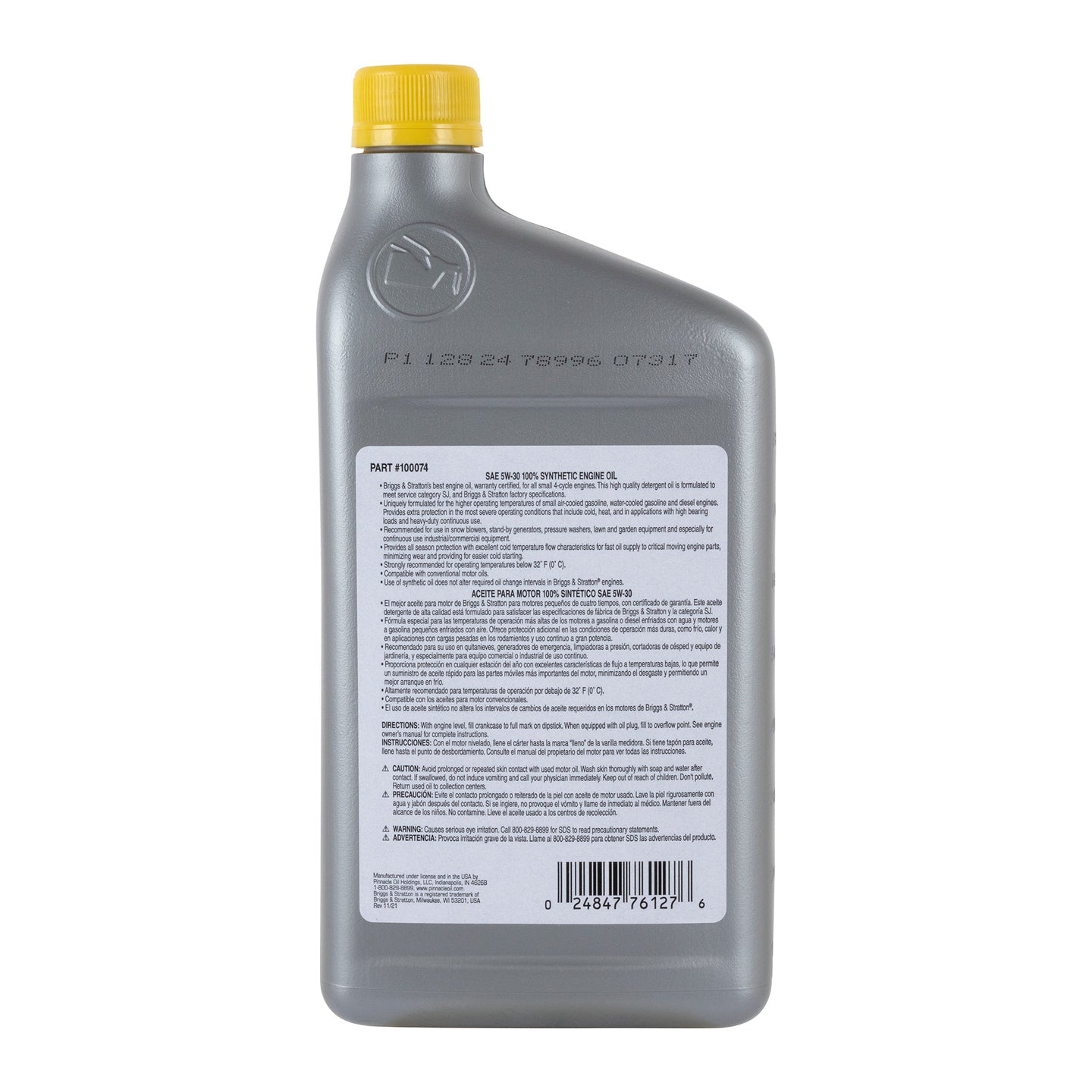 Briggs & Stratton 100074 5W30 Synthetic Engine Oil - 32oz Bottle Briggs & Stratton