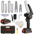 Mini Chainsaw Kit, 4-Inch+6-Inch Adjustable Cordless Handheld Chain Saw with 2 Rechargeable 21V 2000mAh Battery, 4 Chains, Tool Box Set, Hand Held Power Chain Saws DANNY'S HOME GOODS