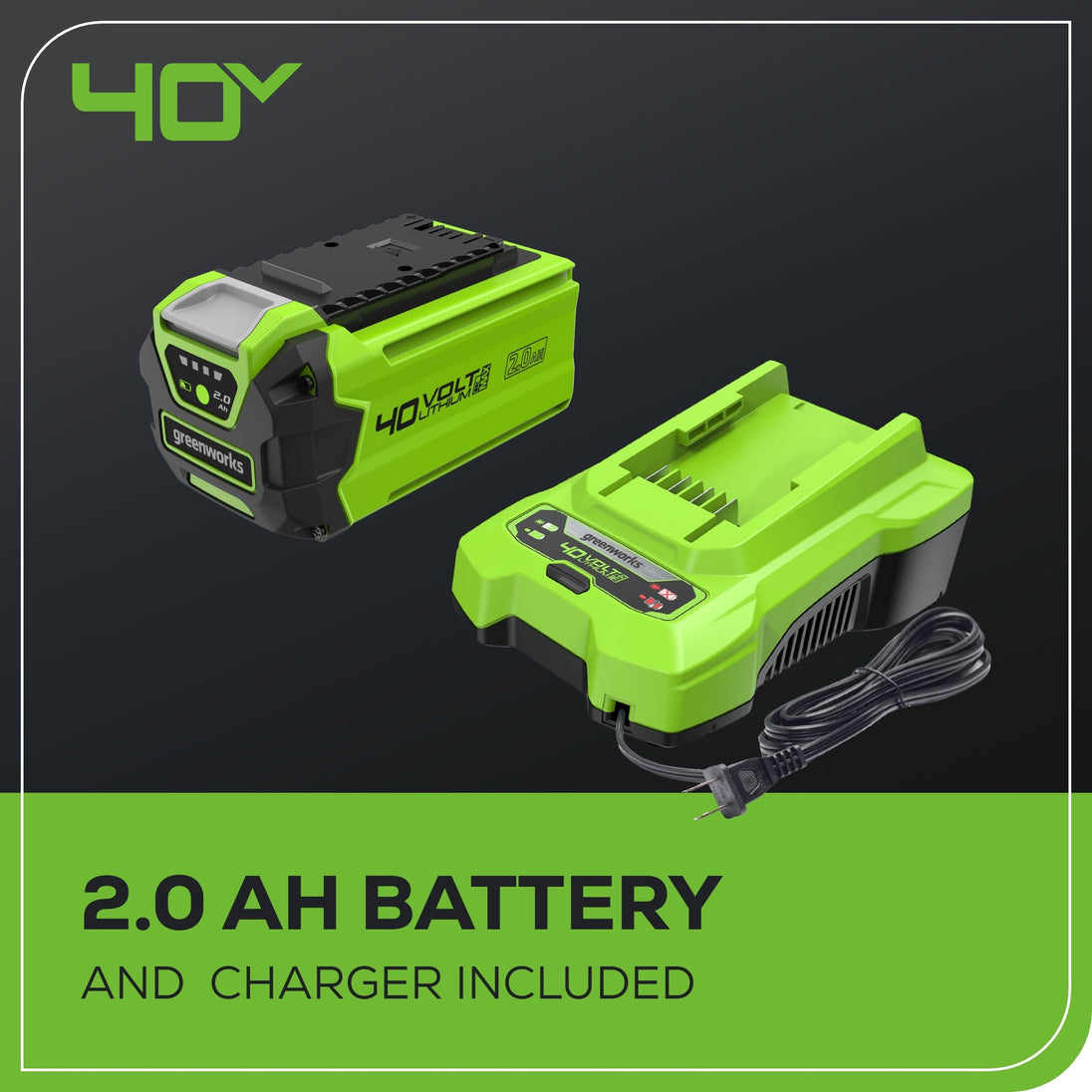 40V 8" Cordless Battery Pole Saw and Hedge Trimmer Attachment: 2.0 Ah Battery and Charger greenworkstools