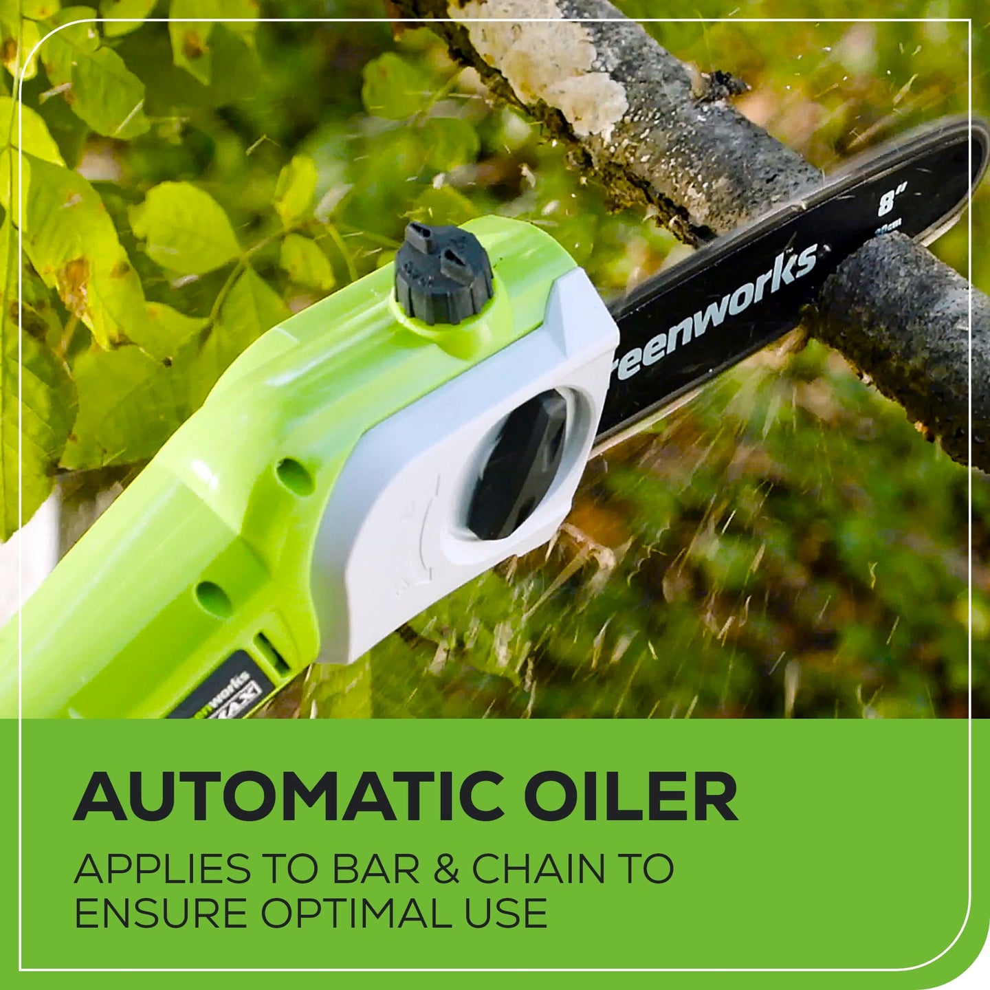 40V 8" Cordless Battery Pole Saw and Hedge Trimmer Attachment: 2.0 Ah Battery and Charger greenworkstools