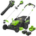 60V 25" SP Mower 3PC Combo Kit, 16" String Trimmer and 610CFM Blower greenworkstools