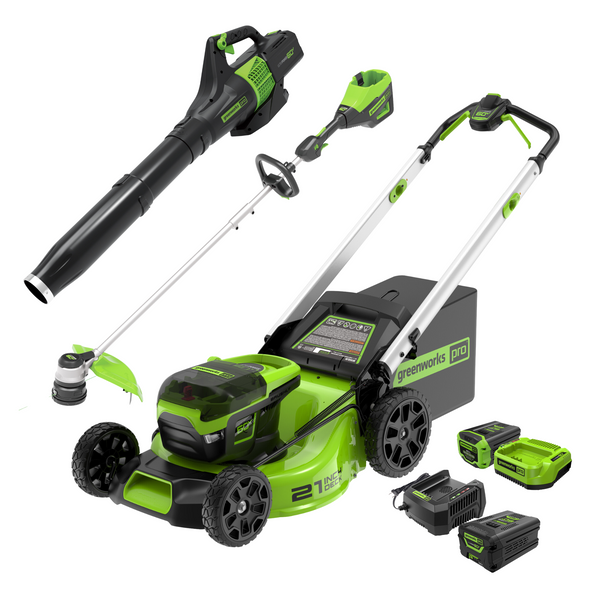 60V 21" Cordless Battery Push Mower 3pc Combo Kit, (1) 60V 5.0Ah and (1) 2.0 Ah Battery and Chargers greenworkstools