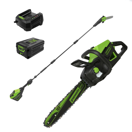 60V 18" Cordless Battery 2.0 kW Chainsaw and 10" Pole Saw Combo Kit: 4.0 Ah Battery and Charger greenworkstools