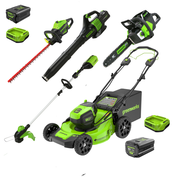 80V 21" Self-Propelled Mower 5PC Combo Kit, (1) 4Ah Battery, (1) 2Ah Battery and (2) Chargers greenworkstools