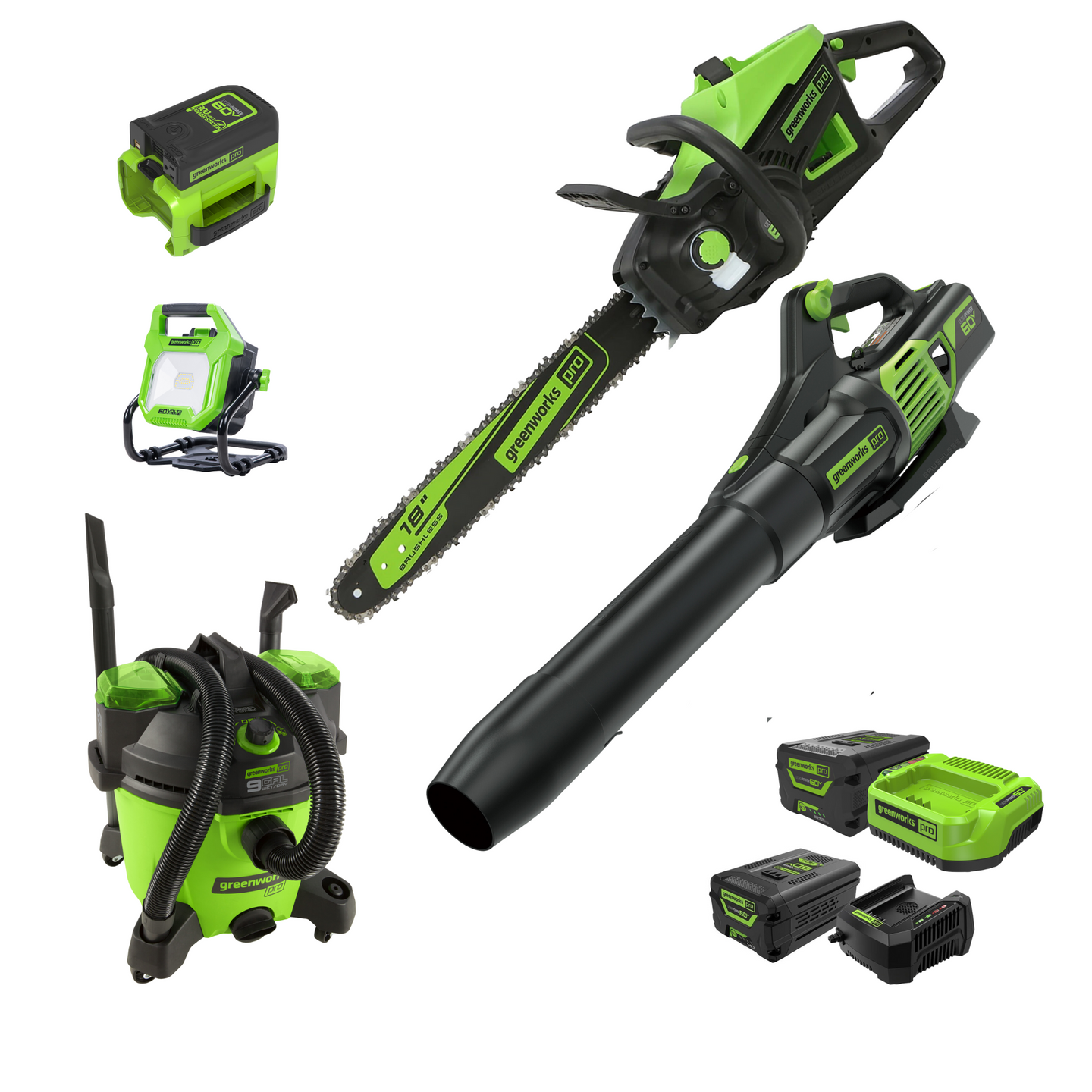 60V Storm/Flood/Power Outage Kit: (2) Batteries and (2) Chargers greenworkstools