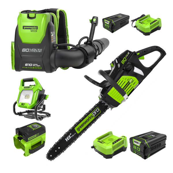 80V Storm and Power Outage Kit: (2) Batteries and (2) Chargers greenworkstools