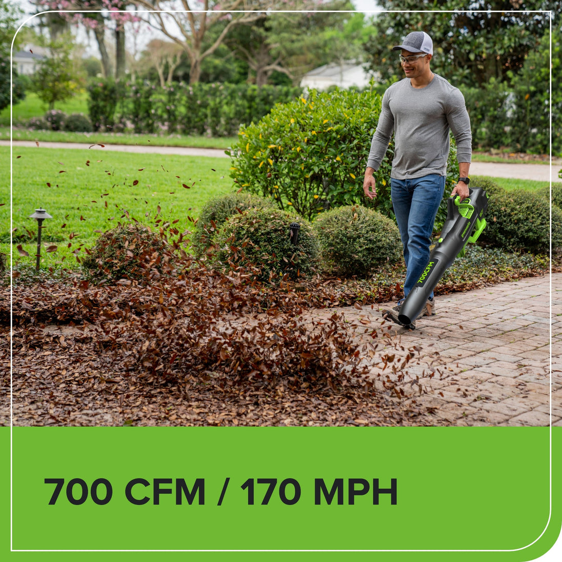 OPEN BOX 80V 21" Cordless Battery 4-in-1 Push Lawn Mower & 700CFM Blower Combo Kit w/ 5.0Ah Battery & 6A Charger greenworkstools