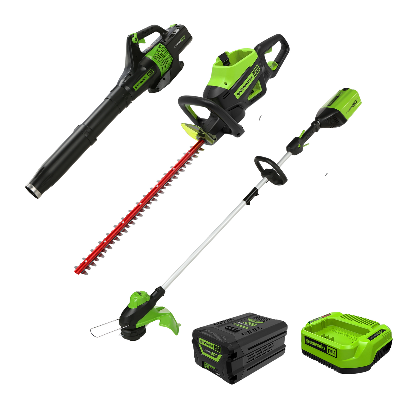 60V 3PC Handheld Combo Kit, 13"String Trimmer, 540 CFM Blower and 26"Hedge Trimmer greenworkstools