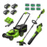 48V (24V x 2) 21" Cordless Battery Push Mower 3PC Combo Kit w/ (4) 4.0Ah High Power Batteries & (2) Dual Port Chargers greenworkstools