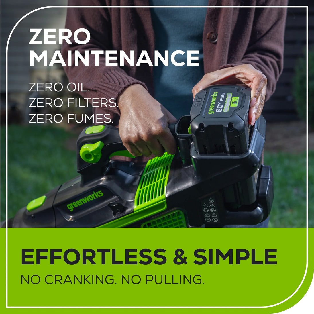 OPEN BOX 80V 800 CFM Brushless Leaf Blower w/ 2.5Ah Battery & Charger greenworkstools