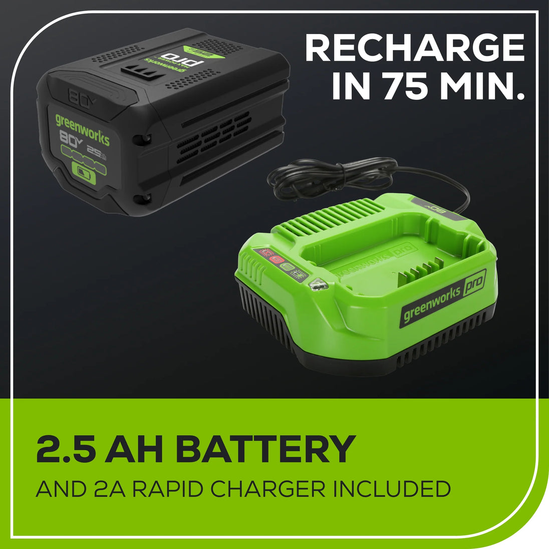 OPEN BOX 80V 800 CFM Brushless Leaf Blower w/ 2.5Ah Battery & Charger greenworkstools