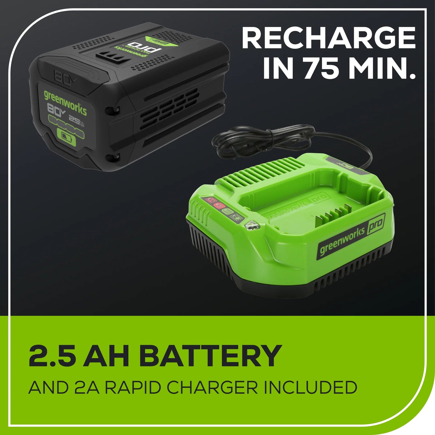 OPEN BOX 80V 800 CFM Brushless Leaf Blower w/ 2.5Ah Battery & Charger greenworkstools
