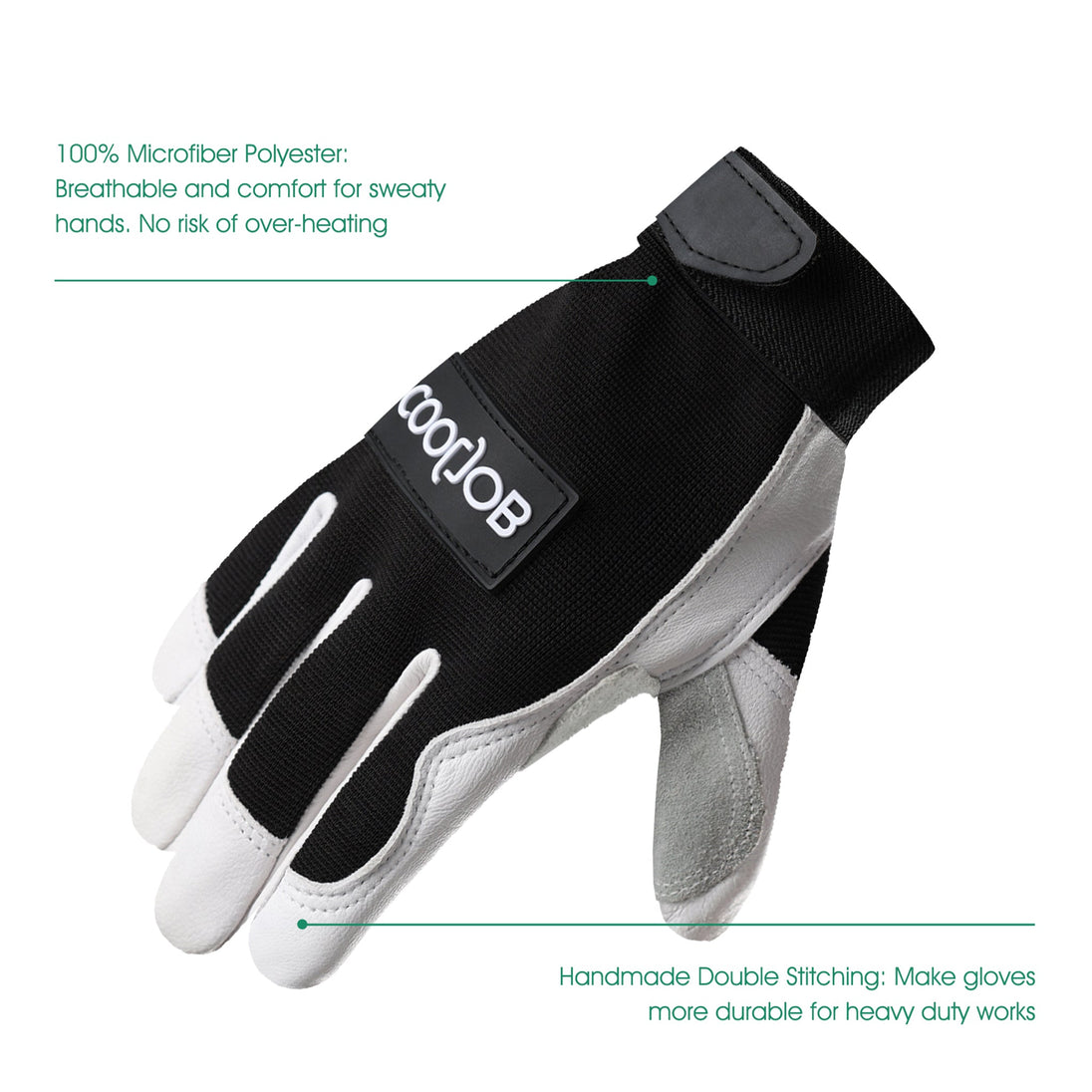 COOLJOB Goatskin Leather Work Gloves with Grip, Thorn Proof, Heat & Puncture Resistant COOLJOB