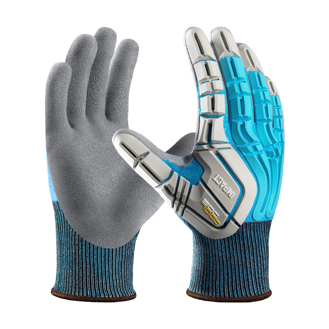COOLJOB TPR Impact Resistant Safety Work Gloves with Grip ( Blue, Yellow ) COOLJOB