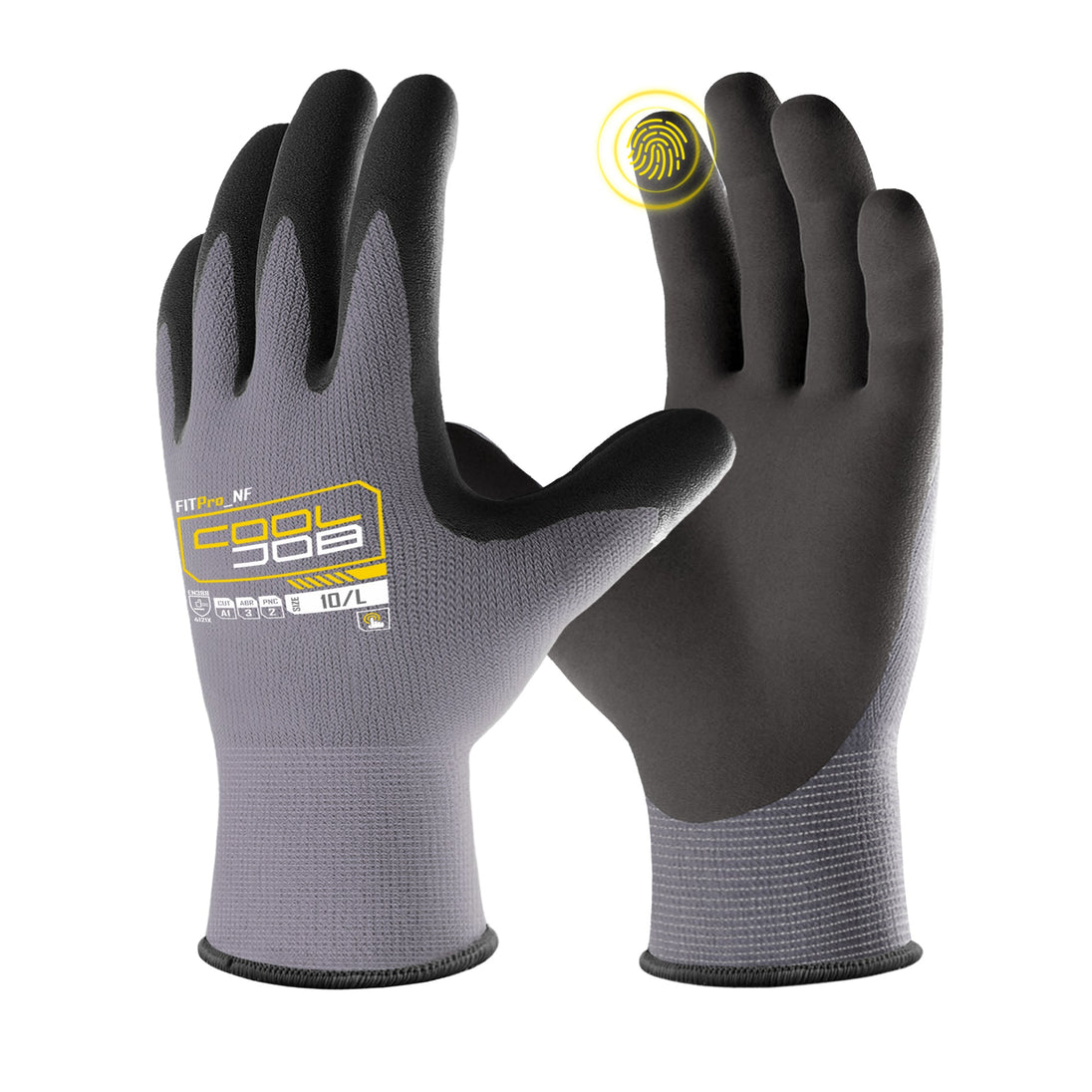 COOLJOB 3/12 Pairs Safety Work Gloves Microfoam Nitrile Rubber Coated, Touchscreen COOLJOB