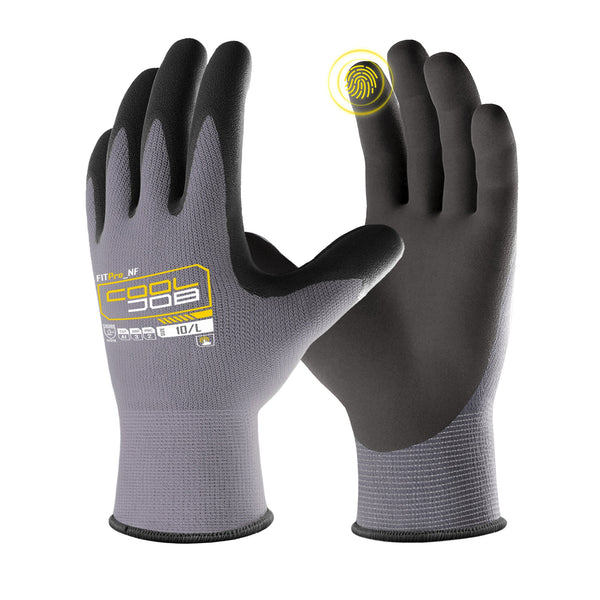 COOLJOB 3/12 Pairs Safety Work Gloves Microfoam Nitrile Rubber Coated, Touchscreen COOLJOB