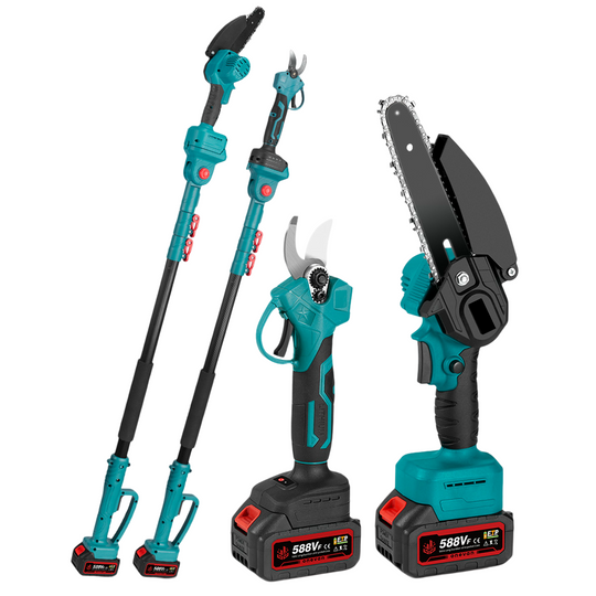 NewBeny Cordless 6" Chainsaw & 25mm Pruning Shears & 2m Telescoping Pole Combo Kit [2 batteries and a charger included] NEWBENY