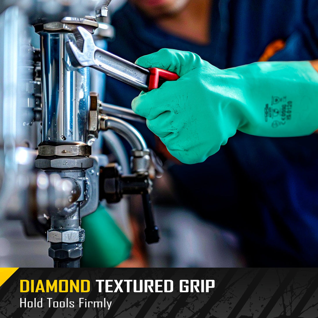 COOLJOB 18 Mil Chemical Resistant Nitrile Gloves, Resist Household Acid, Alkali, Solvent and Oil, Latex Rubber Free COOLJOB