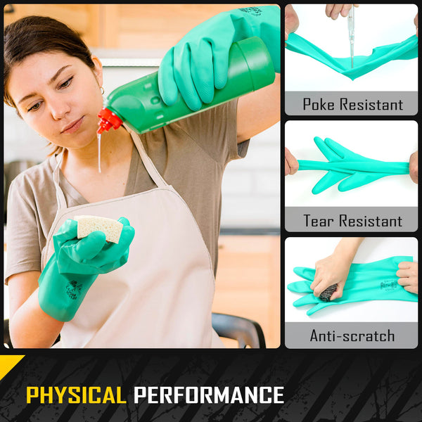 COOLJOB 18 Mil Chemical Resistant Nitrile Gloves, Resist Household Acid, Alkali, Solvent and Oil, Latex Rubber Free COOLJOB