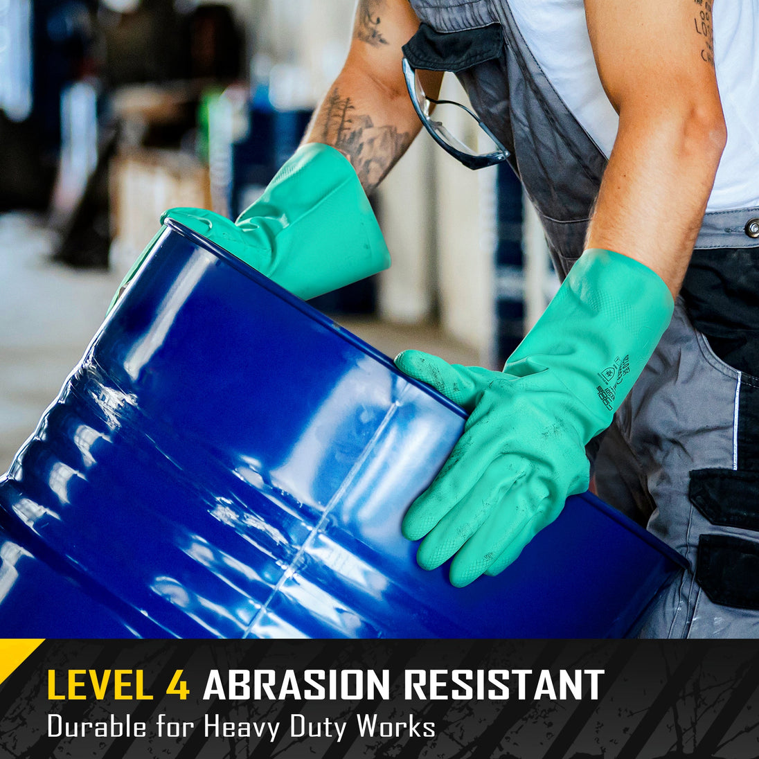 COOLJOB 18 Mil Chemical Resistant Nitrile Gloves, Resist Household Acid, Alkali, Solvent and Oil, Latex Rubber Free COOLJOB