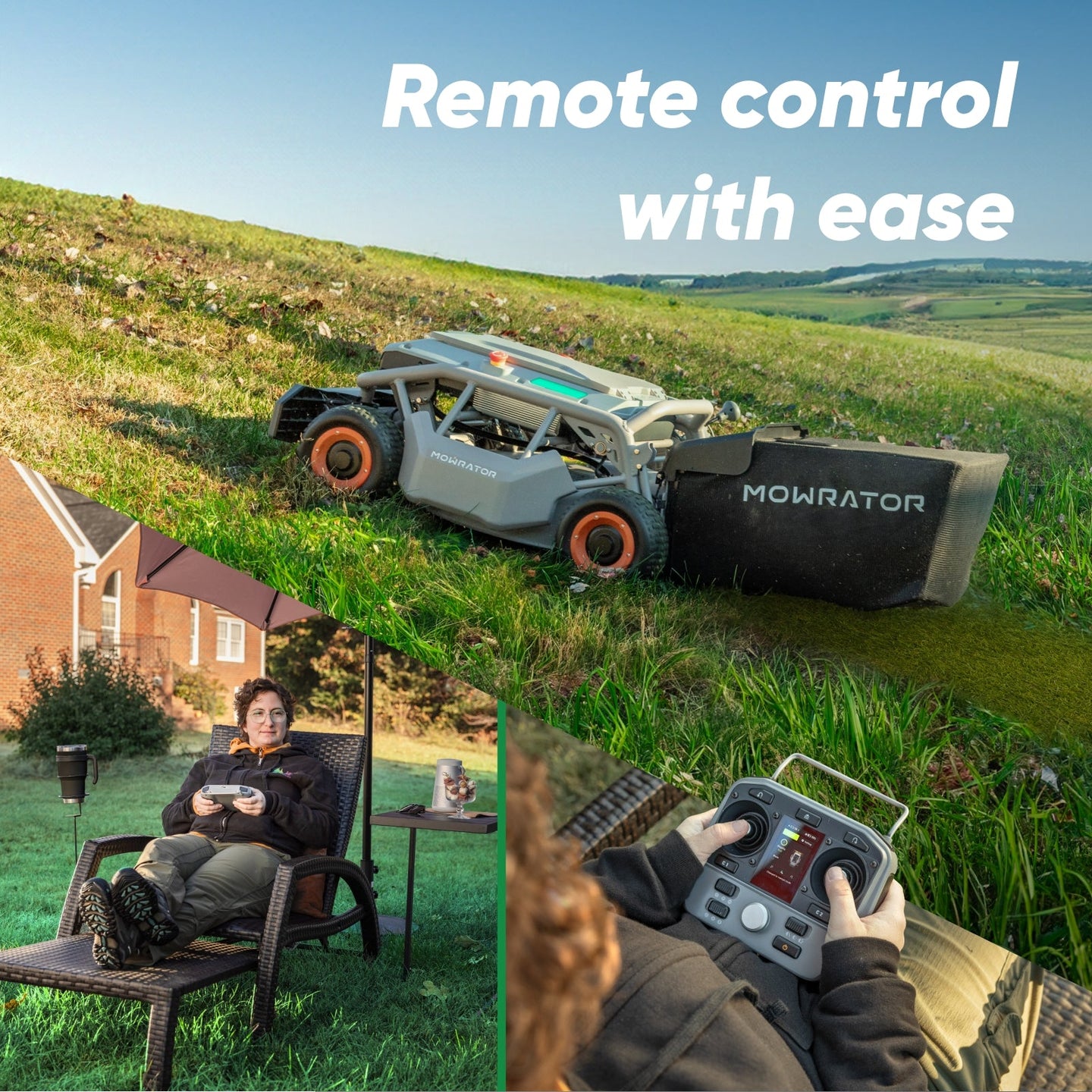Mowrator S1 21" Leaf & Lawn 4WD 85% Slope (40°) Remote Control Mower Wide Wheel Edition MOWRATOR