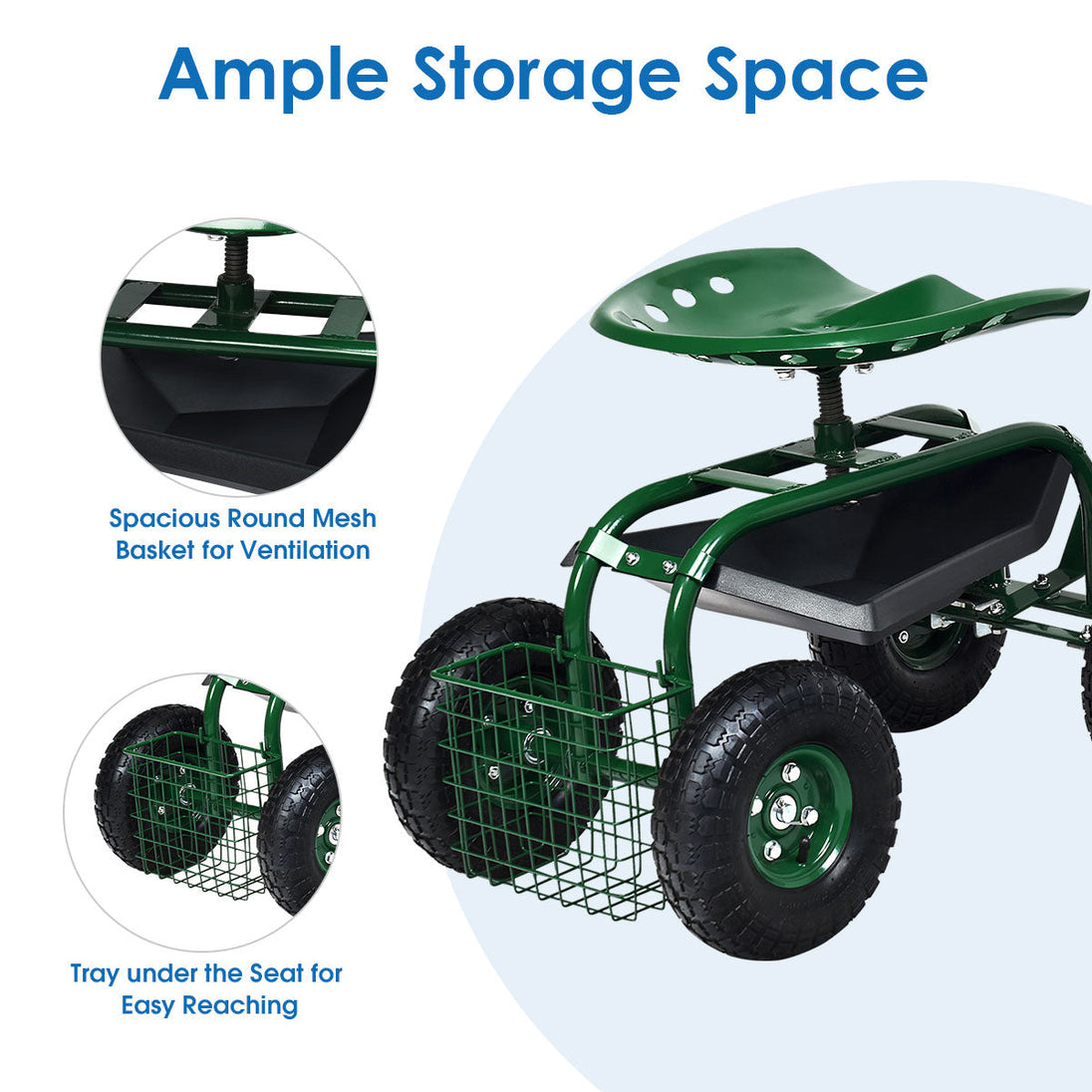 Heavy Duty Rolling Garden Seat GoPlus (Costway)
