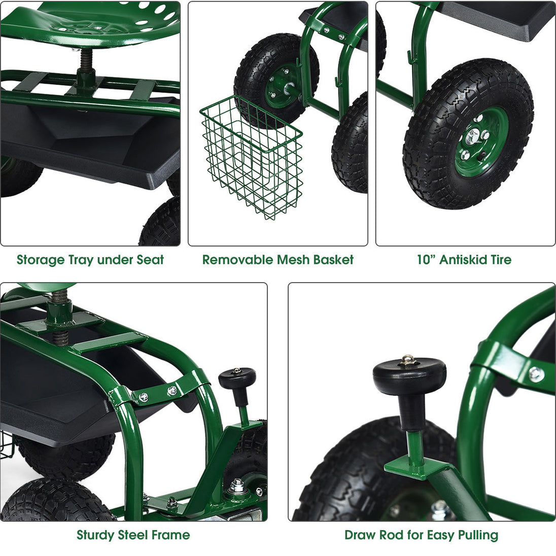 Heavy Duty Rolling Garden Seat GoPlus (Costway)