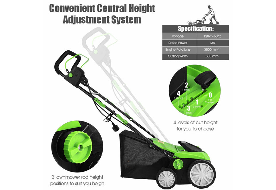 15'' Corded Electric Lawn Dethatcher GoPlus (Costway)