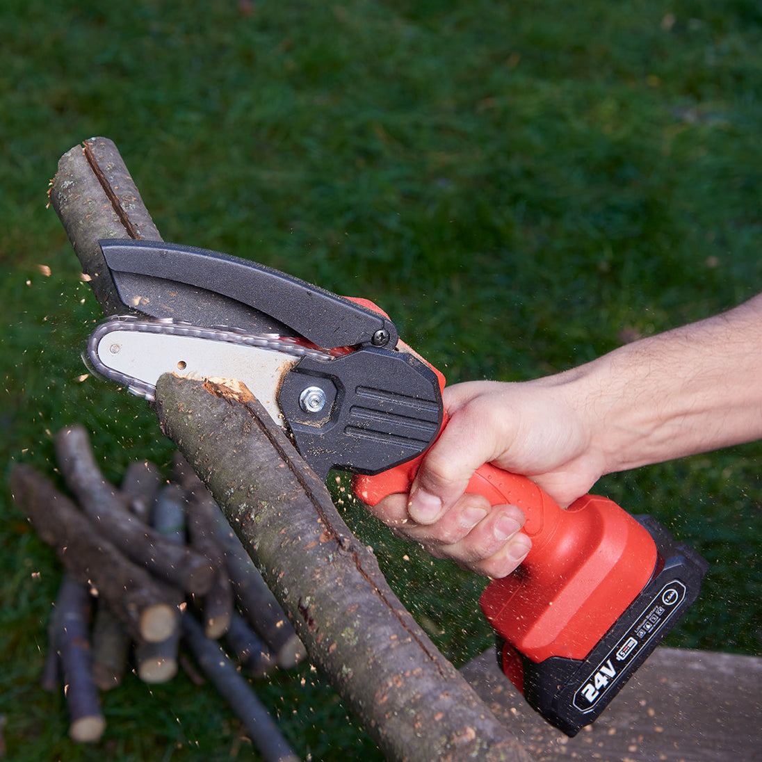 Cordless Electric Mini Chainsaw Sharper Image