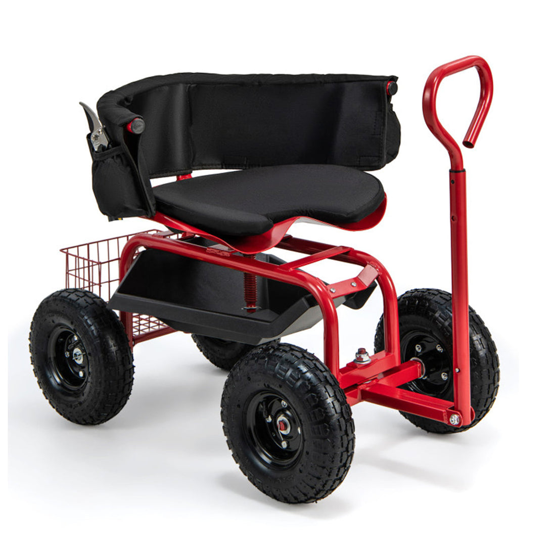 Cushioned Rolling Garden Cart with Swivel Seat GoPlus (Costway)