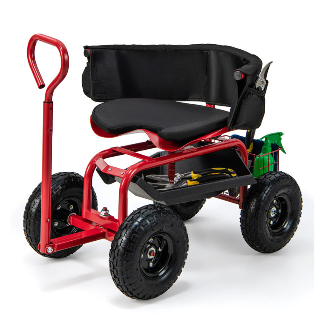 Cushioned Rolling Garden Cart with Swivel Seat GoPlus (Costway)