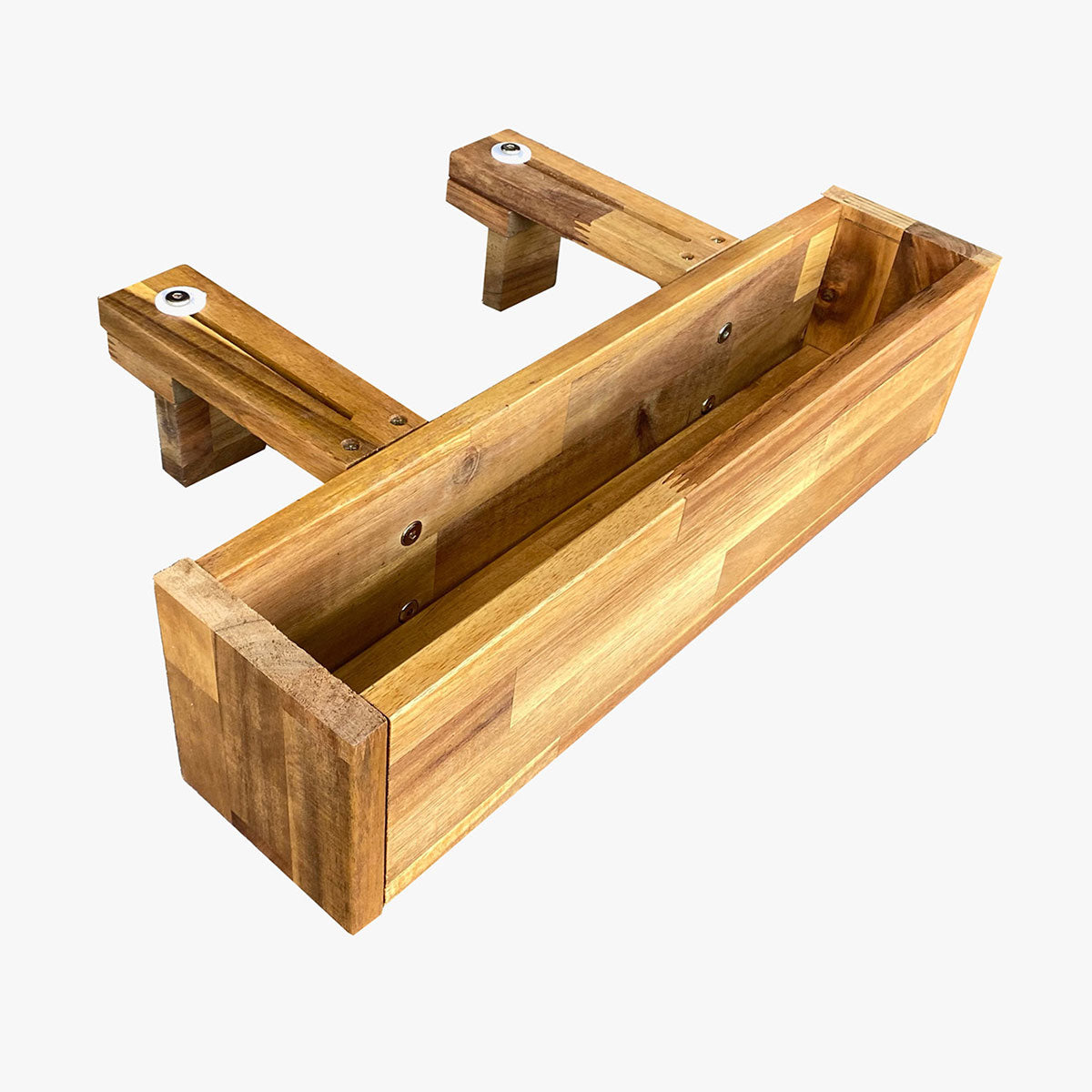 Acacia Wood Deck Rail Planter EMG International USA LLC