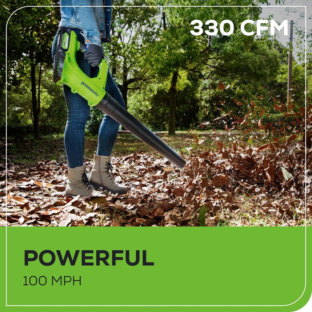 OPEN BOX 24V Cordless 330 CFM Axial Blower: 2.0 Ah Battery and Charger greenworkstools