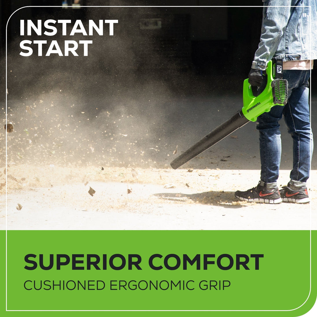 OPEN BOX 24V Cordless 330 CFM Axial Blower: 2.0 Ah Battery and Charger greenworkstools