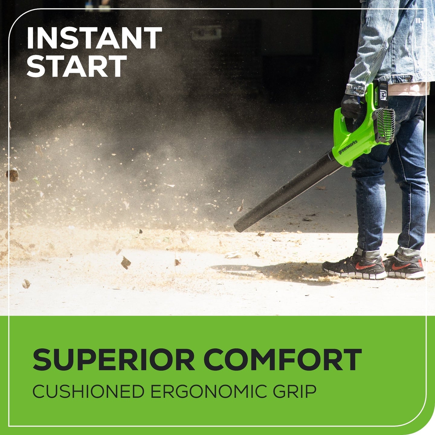 OPEN BOX 24V Cordless 330 CFM Axial Blower: 2.0 Ah Battery and Charger greenworkstools