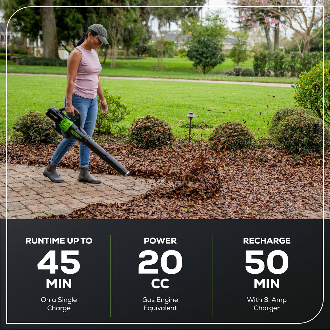 60V 450 CFM Cordless Battery Leaf Blower w/ 2.0Ah Battery & Charger greenworkstools
