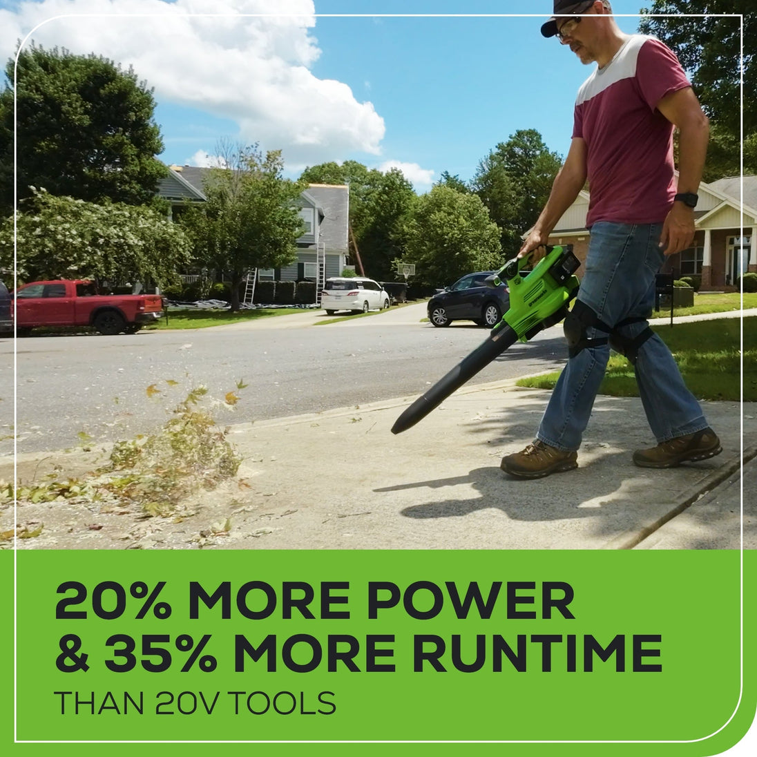 48V (24V x 2) 520 CFM Cordless Battery BL Leaf Blower/Vacuum: (2) 4.0 Ah Battery and Dual-Port Charger greenworkstools
