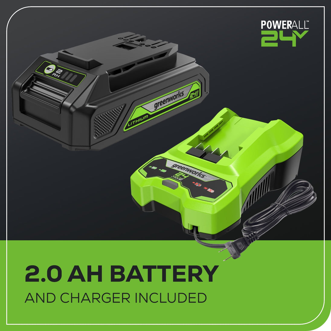 24V 320 CFM Cordless Battery Leaf Blower w/ 2.0 Ah Battery & Charger greenworkstools