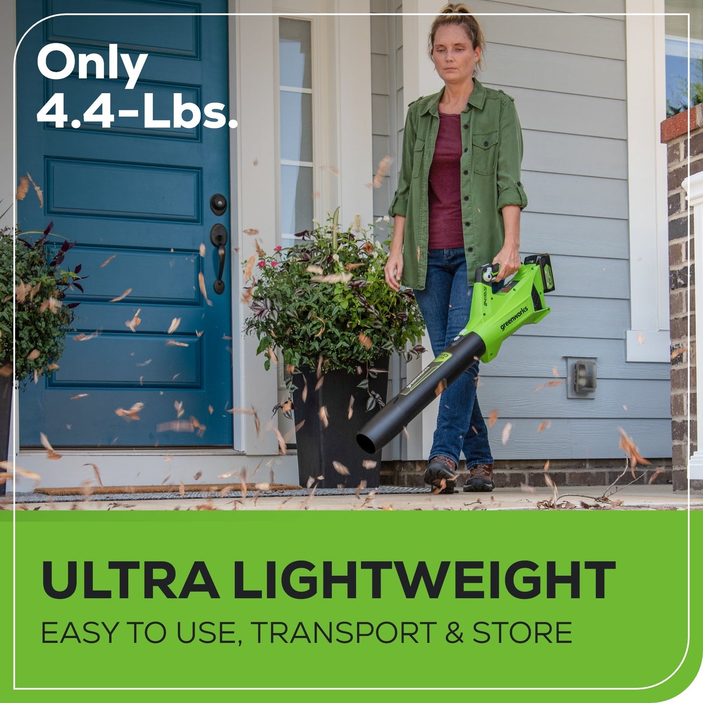OPEN BOX 24V 450 CFM Cordless Battery Leaf Blower: 4.0 Ah USB Battery and Charger greenworkstools