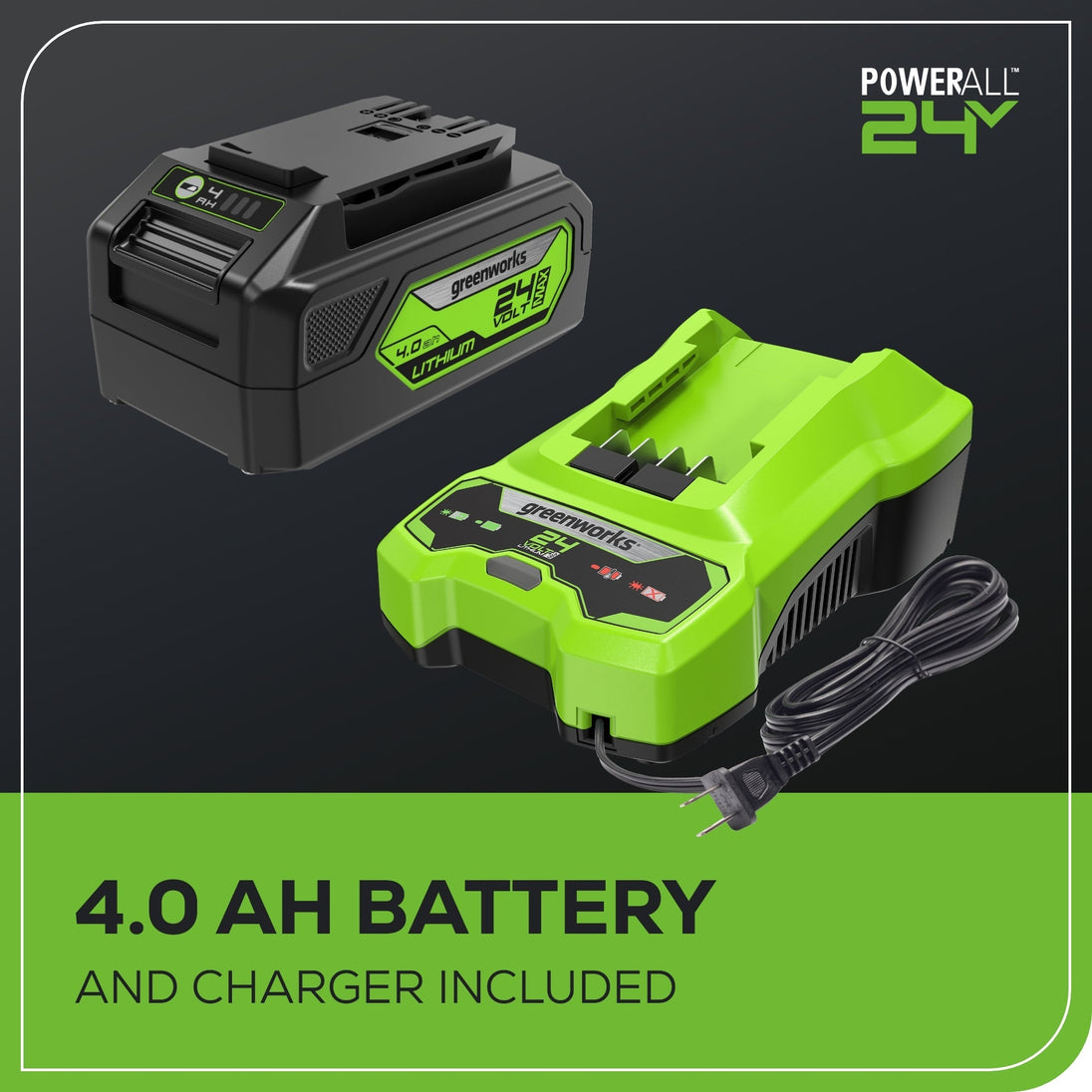 OPEN BOX 24V 450 CFM Cordless Battery Leaf Blower: 4.0 Ah USB Battery and Charger greenworkstools