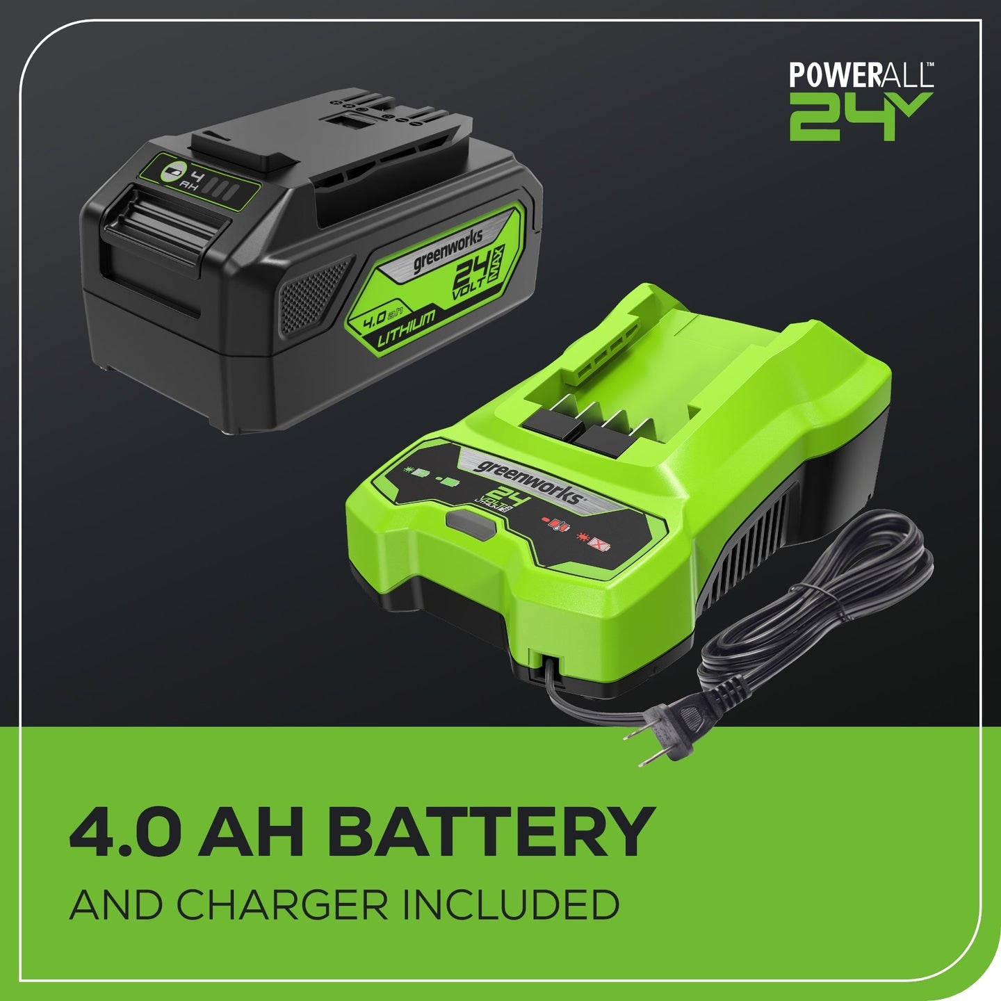 OPEN BOX 24V 450 CFM Cordless Battery Leaf Blower: 4.0 Ah USB Battery and Charger greenworkstools
