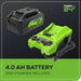 OPEN BOX 24V 450 CFM Cordless Battery Leaf Blower: 4.0 Ah USB Battery and Charger greenworkstools