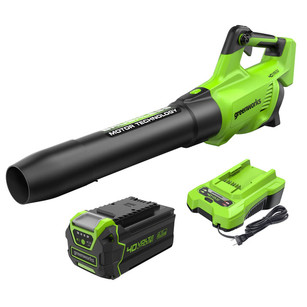 40V 550 CFM Cordless Battery Leaf Blower w/ 4.0 Ah Battery & Charger greenworkstools