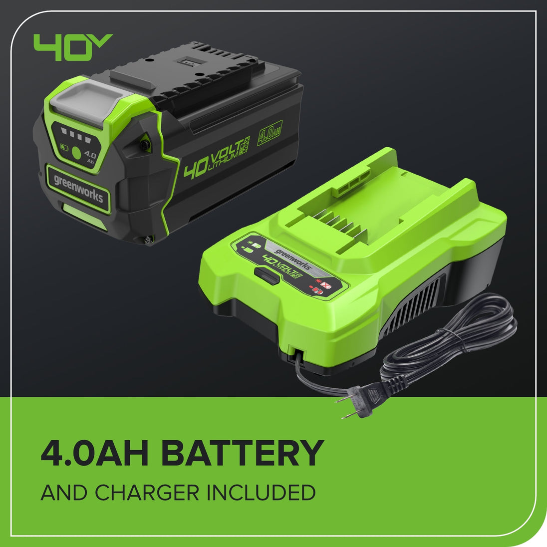 40V 550 CFM Cordless Battery Leaf Blower w/ 4.0 Ah Battery & Charger greenworkstools