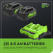 48V (24V x 2) 585 CFM Cordless Battery Leaf Blower w/ (2) 4.0 Ah USB Batteries & Dual Port Charger greenworkstools
