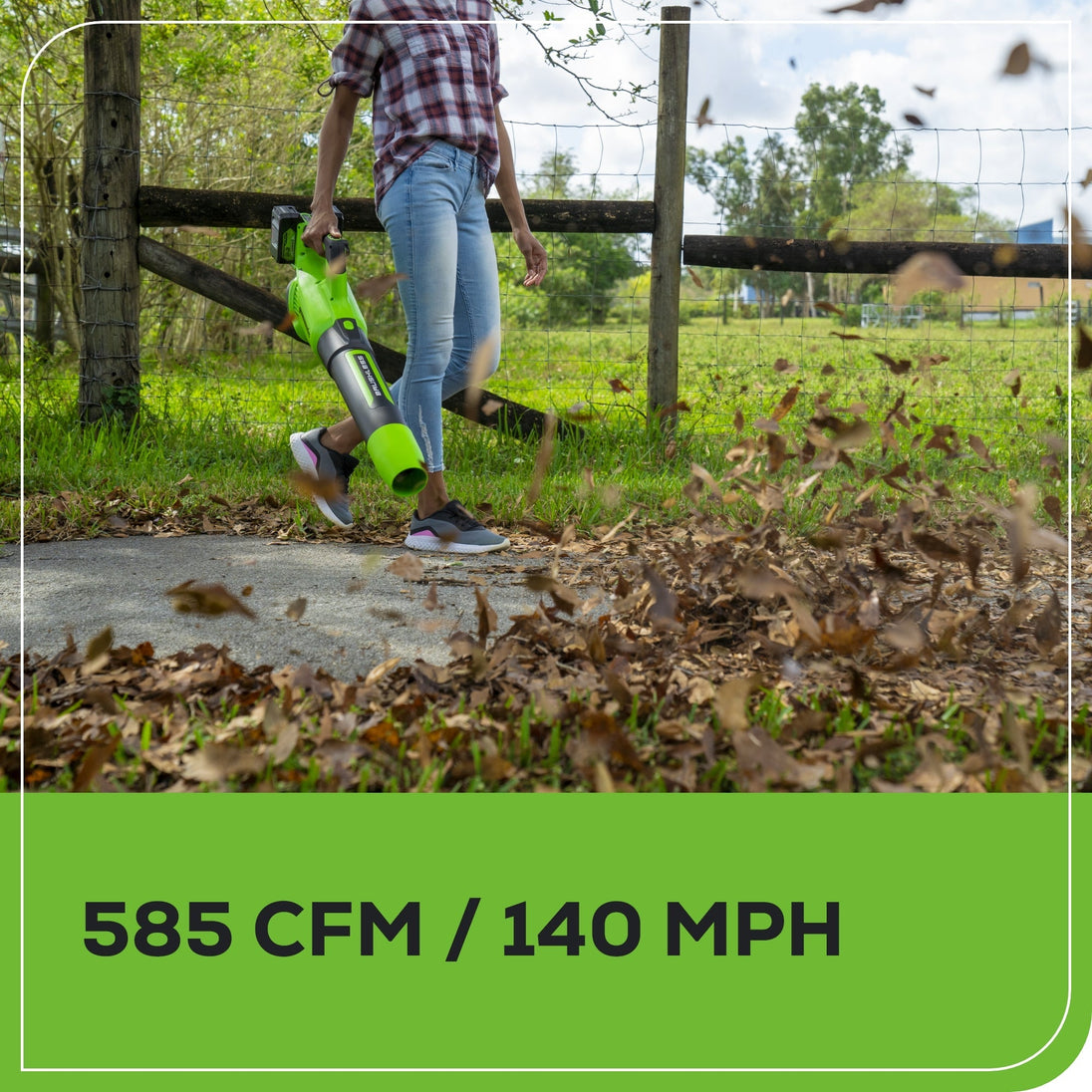 48V (24V x 2) 585 CFM Cordless Battery Leaf Blower w/ (2) 4.0 Ah USB Batteries & Dual Port Charger greenworkstools