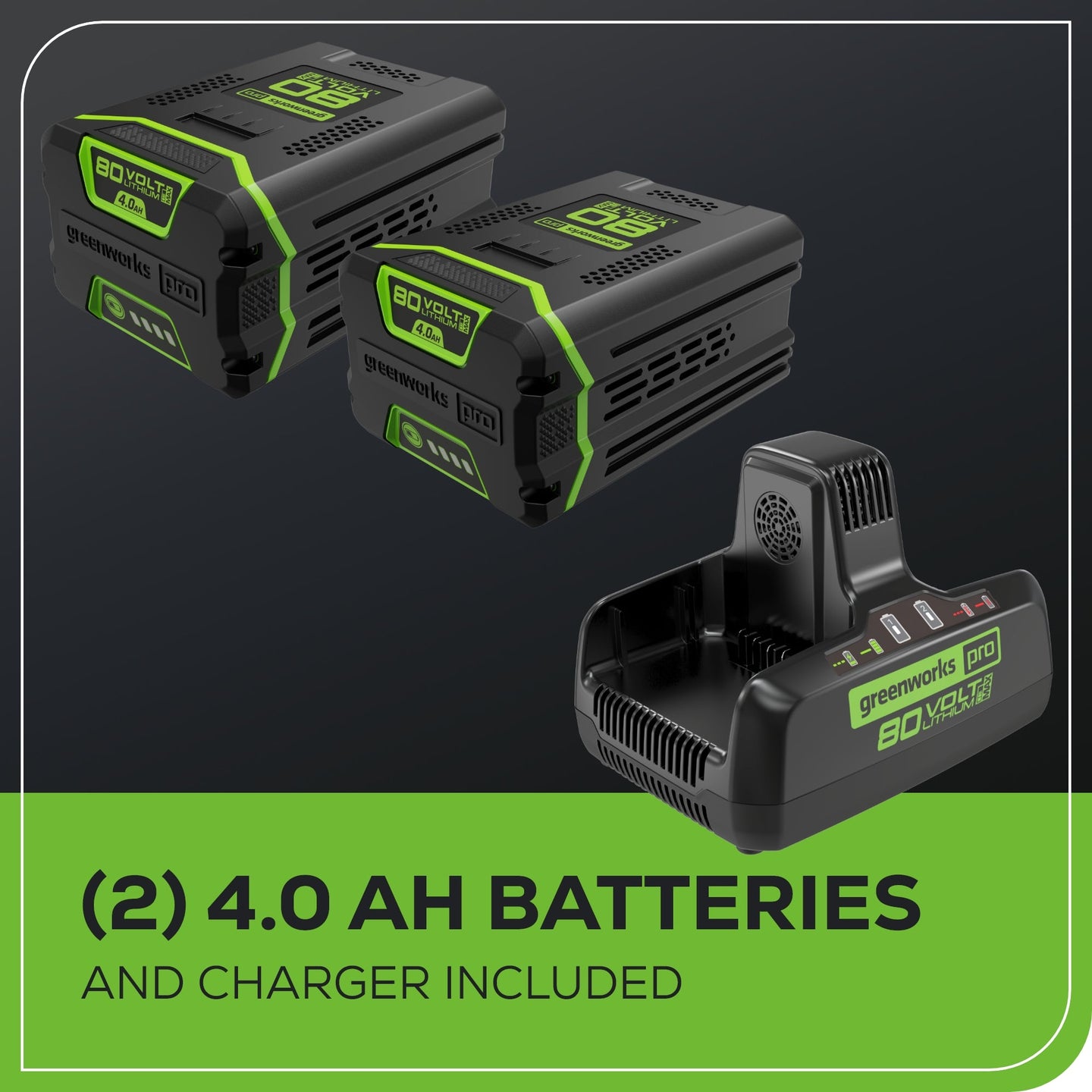 80V 690 CFM Cordless Battery Dual-Port Backpack Blower: (2) 4.0 Ah Batteries and Dual-Port Rapid Charger greenworkstools